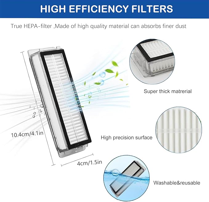 20 Pcs Replacement Parts for Dreame L20 Ultra / L30 Ultra Robot Vacuum Cleaner Accessories Kit, 1 Main Brush 2 Hepa Filters 4 Mop Pads 6 Vacuum Bags 6 Side Brushes, 1 Cleaning Brush