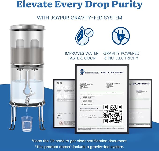 8.46-Inch 3-stage Ceramic Water Filter Candle with Activated Carbon, NSF/ANSI 42&372 Certified Washable Replacement Filter for ProOne® Berkey® Purewell® Gravity Water Filter Systems (4Pack)