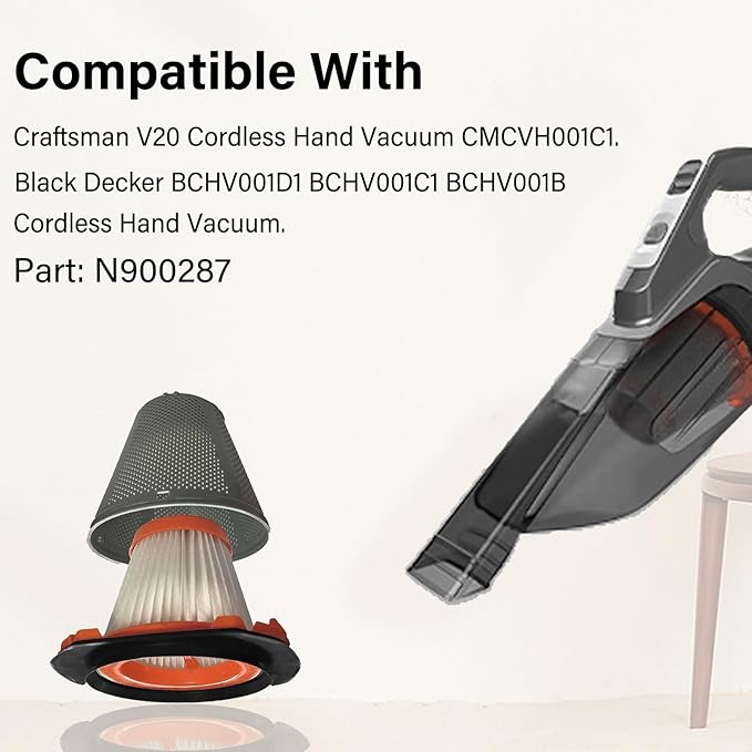 CMCVH001C1 Filter for Craftsman V20 Cordless Hand Vacuum CMCVH001C1, N900287 Filter for Black Decker BCHV001D1 BCHV001C1 BCHV001B Cordless Hand Vacuum Replacement Parts