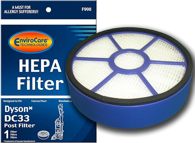 EnviroCare Premium Replacement Vacuum Cleaner Post Motor Filter for Dyson DC33 Multi Floor Vacuums. Fits all Dyson DC33 Upright Models DC-33 Animal, DC-33 All Floors, and DC33 Multi-Floor Uprights