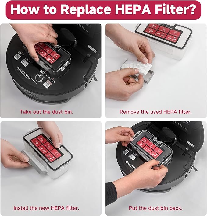 Accessories Kit Replacement for LS1 Robot Vacuum and Mop Combo, HEPA Filters, Edge-Sweeping Brushes, Mopping Cloths