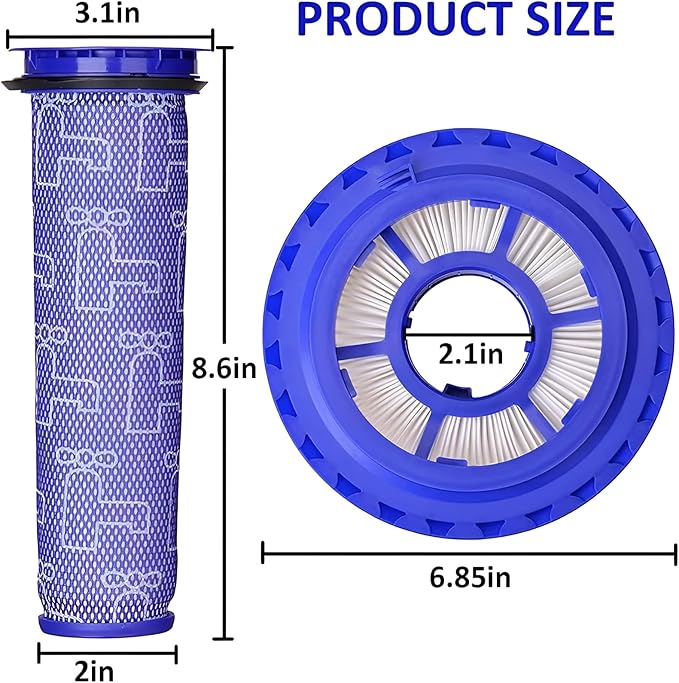 6 Pack Replacement Filters for Dyson DC65 Animal Complete Upright Vacuum Cleaner and DC41, DC66, UP13, UP20 Multifloor Ball - Part# 920769-01 & 920640-01