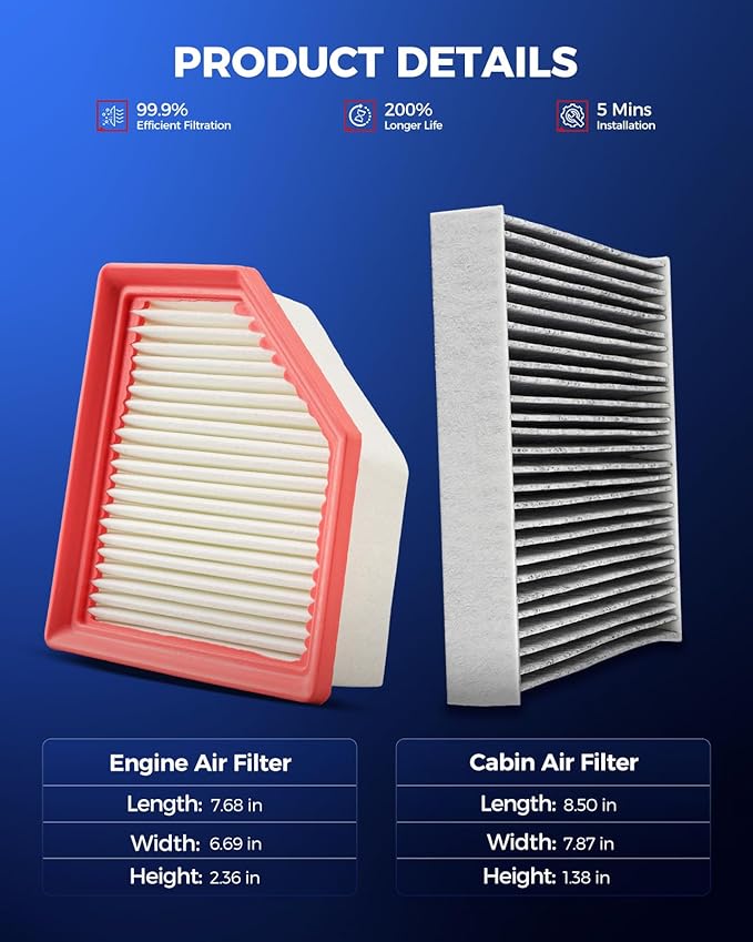 KAX Engine & Cabin Air Filter Kit, Replacement for Nissan Rogue 2022-2026, 2021 2.5L(only) Replace# CA12967 CF12312