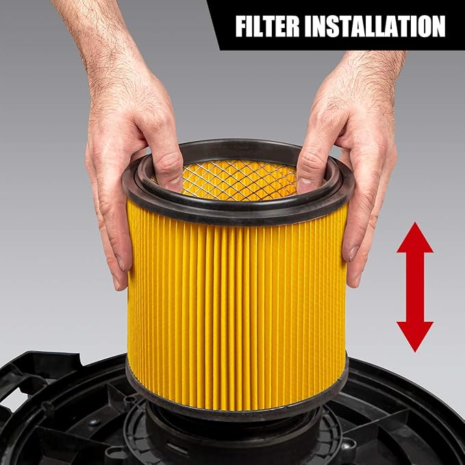 Vacmaster Replacement Standard Dry Cartidge Filter & Retainer Fits Vacmaster 5 to 20 Gallon Wet and Dry Vacuum (Pack of 2)