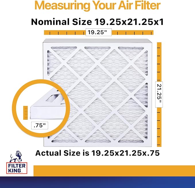 Filter King 19.25x21.25x1 Air Filter (MERV 13) (12-Pack) Dust & Allergy Control AC Furnace Filters, MADE IN USA, HVAC, Pleated, Electrostatic (Actual Size: 19.25 x 21.25 x .75)