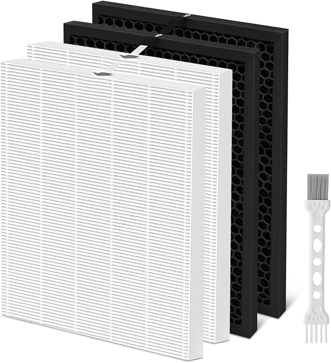 1712-0123-00 Replacement Filter Q for Winix 5510 and 5520,Activated Carbon Filter Combo for pet odors,Part Includes:2 True HEPA Filters & 2 Carbon Filter,1 Pack Cleaning Brush