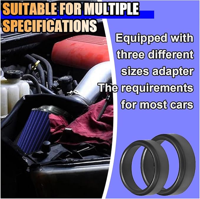 Universal Clamp-On Air Intake Filter, High Flow Closed-Top Cool Air Filter Cleaner, 76 89 102MM Performance Round Tapered Cone Air Filters, Washable Replacement Filter for Car Truck (Silver&Blue)