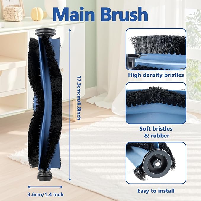20 Pack X10 Pro Omni Replacement Parts Compatible with Eufy X10 Pro Omni Robot Vacuum Cleaner Accessories,1 Roller Brush, 2 HEPA Filters, 4 Mop Cloths, 6 Side Brushes, 6 Dust Bags, 1 Cleaning Tool