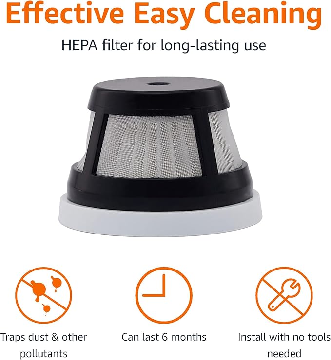 Amazon Basics Replacement Filter Handheld Vacuum, Black, 2-Pack