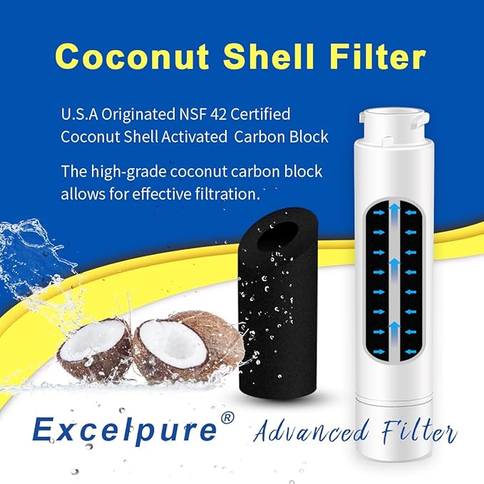 EXCELPURE RWF5800A Refrigerator Water Filter Compatible with Frigidaire EPTWFU01, EWF02, Pure Source Ultra II, 012505454226, 4562222, 1PACK