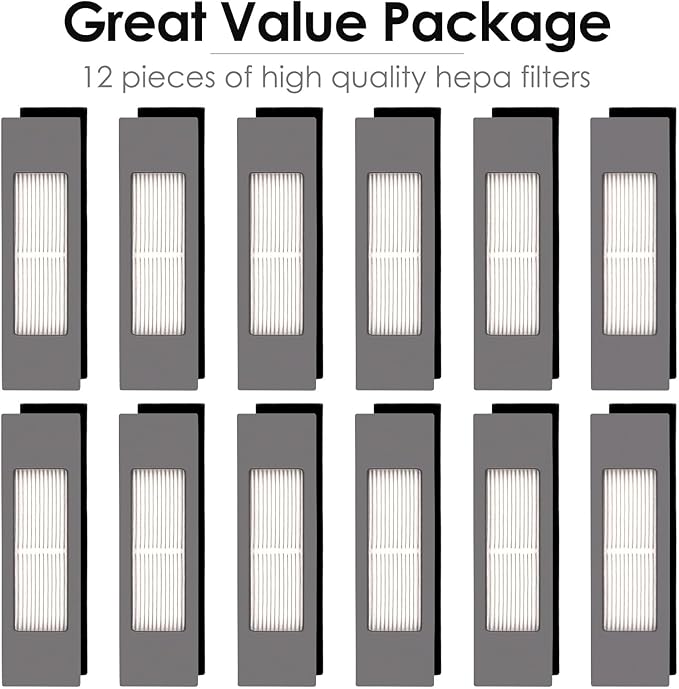 (12 Pieces) N10 HEPA Filter for ECOVACS DEEBOT OZMO N10, N10 Plus, 920, 950, T8 AIVI Max, T9, T5, N5, N7, N8+, N8 Pro Plus, DX55, DX93, DJ65 Robot Vacuum Cleaner Filters Accessories Kit