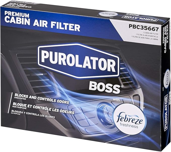 Purolator PBC35667 PurolatorBOSS Automotive Cabin Air Filter with Febreze & Activated Carbon, Car & Truck Passenger Compartment OEM Filter Replacement for Toyota RAV4, Camry, Corolla (Pack of 3)