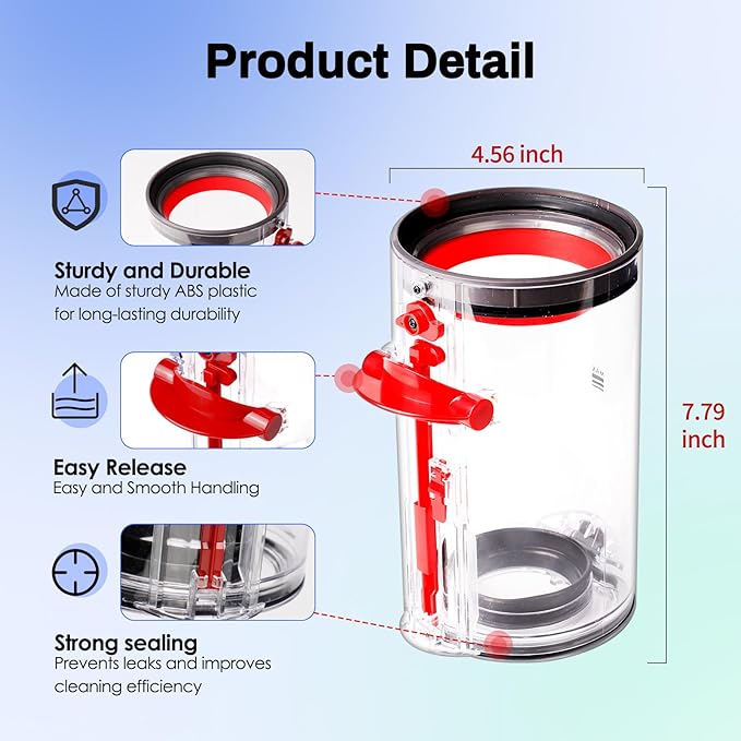 Dust Bin Replacement Compatible with Cyclone V10 Absolute,V10 Animal, V10 Animal Pro,V10 Total Clean +,SV12 Cordless Vacuum Cleaners,Canister Replacement Parts
