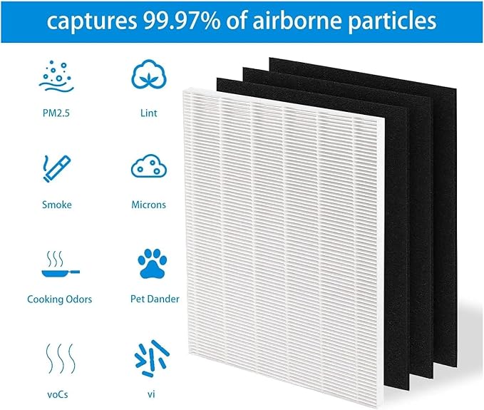 Replacement Filter ，Compatible For Winix， D480 Air Purifier, 1 + 1Activated Carbon Filters, Compatible With D4, Part #1712-0100-00
