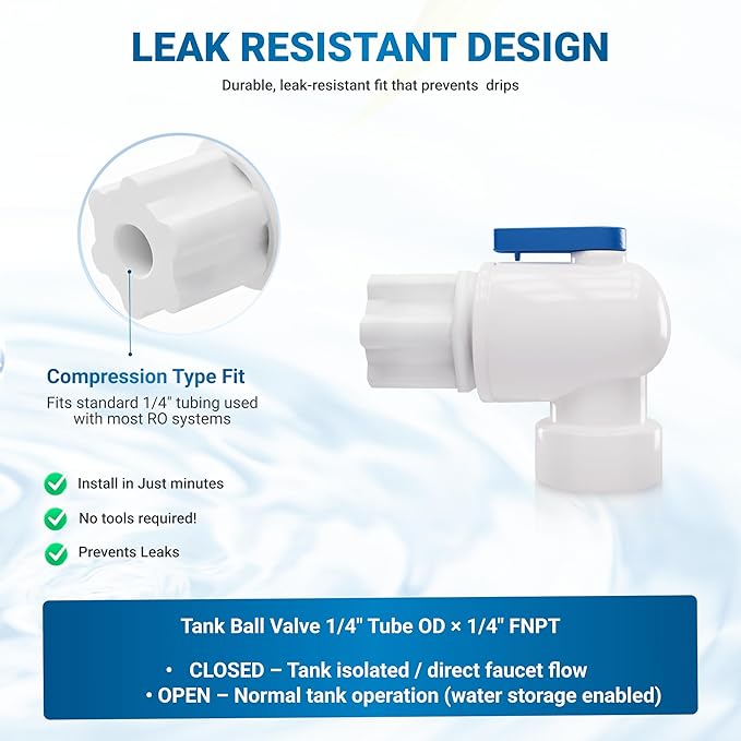 Max Water NSF Certified Heavy Duty 4.4 Gallon @100 PSI RO (Reverse Osmosis) Water Storage Tank, PA-E RO-132 + Valve