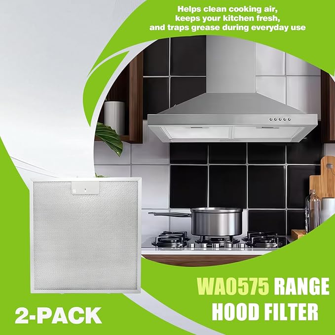 2-Pack WA0575 Range Hood Filter 14.4" x 13.5" x 0.35" Replacement Compatible with Vissani 30-Inch Wall Mount Hood, 5-Layer Aluminum Mesh Grease Filter