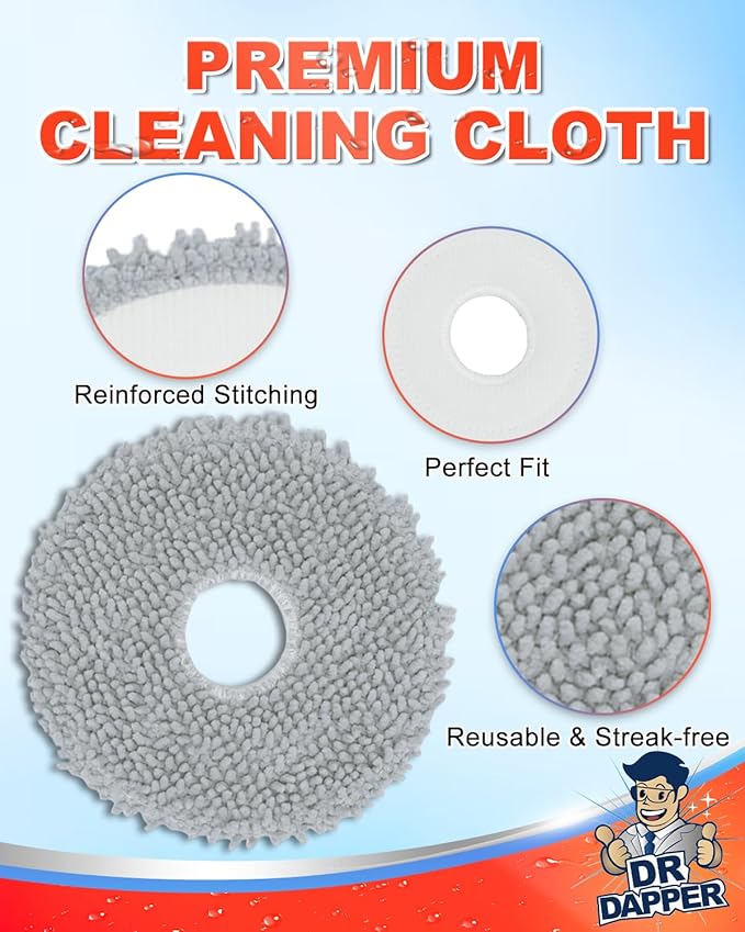 8 Pcs Replacement Mop Pads Compatible with iRobot Roomba Plus 405 Combo Robot 505 Combo Robot, Vacuum & Mop Replacement Parts Accessories Washable Reusable Mop Pads