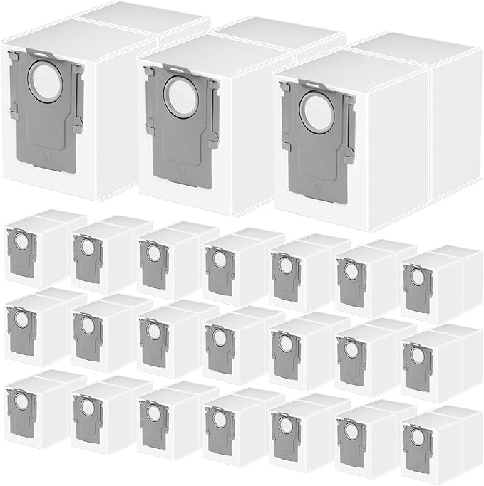 24 Packs Q Revo Dust Bags for Roborock QV 35A/Qrevo S5V/Saros 10/10R/Qrevo/Q RevoS/Qrevo Pro/Plus/MaxV/Master/Curv S5X/Edge S5A/S8 MaxV/S8 Max Ultra Robot Vacuum Cleaner, 3.5L Large Capacity