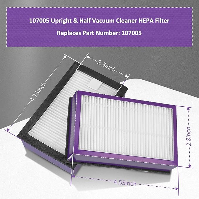 2 Pack Replacement 107005 Upright & Half Vacuum Cleaner HEPA Filter for Proteam for ProForce for ProGen SHV100 1200XP 1500XP Vacuum Models
