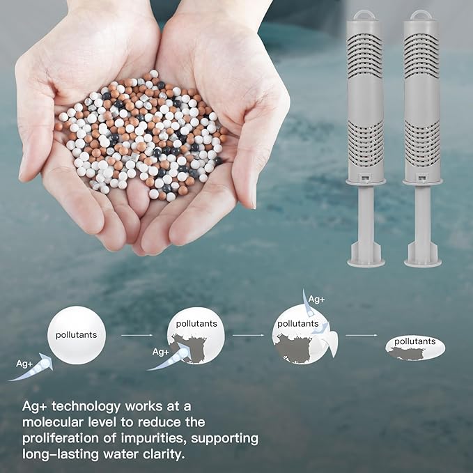 Hot tub Mineral Stick - hot tub Mineral Stick Inserts Filter Cartridge for 8 Months of Continuous Use - Supply for Fresh, Crystal Clear Hot Tubs （Grey, 2-Pack）