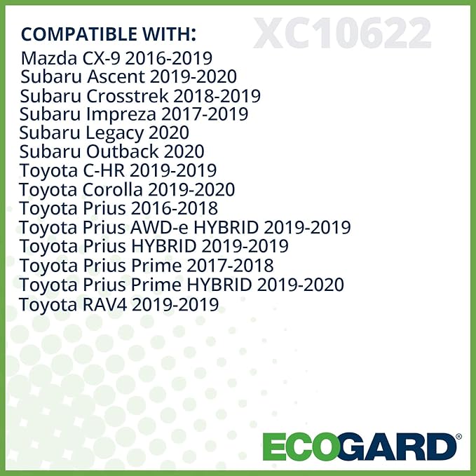 ECOGARD XC10622 Cabin Air Filter Fits 2019-2025 Toyota RAV4, Corolla, 2020-2025 Subaru Outback, 2019-2025 Ascent, 2016-2024 Toyota Prius, 2021-2024 Venza, RAV4 Prime