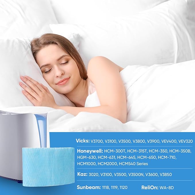 6 Pack Humidifier Filters HAC-504 Replacement for Honeywell Humidifier Filter, Filter A Humidifier Filter Replacement for HCM300/350/600/700 Honeywell Humidifier, Blue