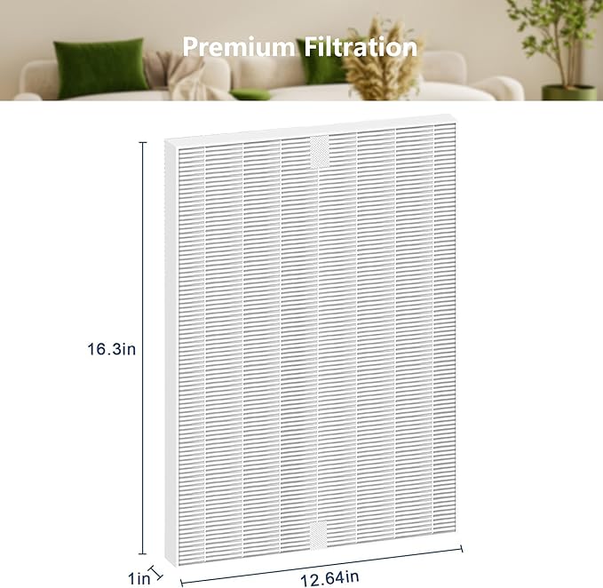 116130 replacement filter H Compatible with Winix AM80 Plasmawave Air Purifier 5500-2 5500 5300 6300 9000 5000 5000B C909 Air Purifier, 16.25"L x 12.5"W x 1.5"Th, Yellow