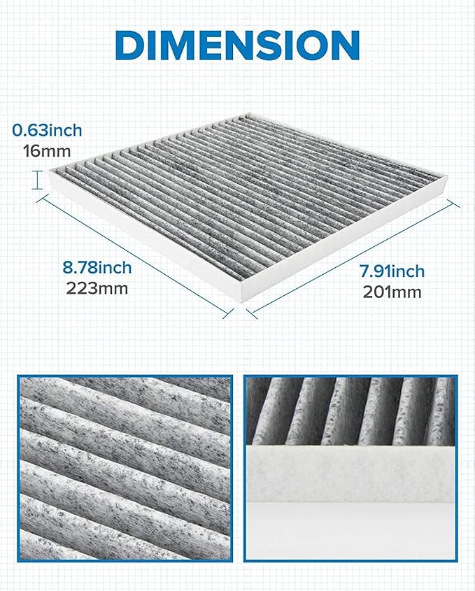 PHILTOP Cabin Air Filter w/Activated Carbon, Compatible with CF10709 Kia Sportage, Rio, Forte, Rondo, Forte Koup, Rio5, Hyundai Accent, Tucson, Veloster, Genesis Coupe