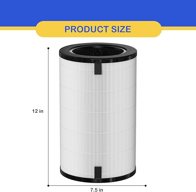 AP-T45 AP-T40FL HEPA Replacement Filter Compatible with 1461901 Homedics Total Clean 5-in-1 Air Cleaner Purifier, AP-T40 AP-T45WT AP-T40WT AP-T45-BK AP-T45-WT AP-T40WTAR, White, 1 Pack