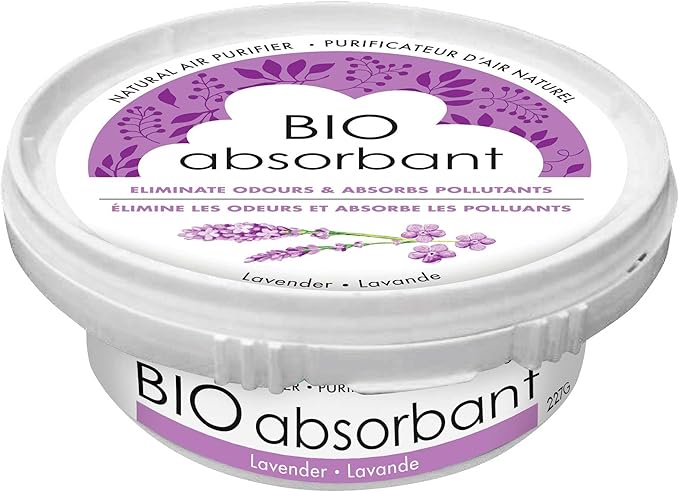 ATTITUDE Bio Absorbant Air Purifier with Activated Carbon, Plant- and Mineral-Based, Absorbs Odors, Vegan, Lavender, 8 Ounces