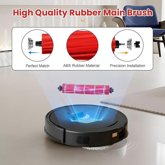 26 Pack Replacement Accessories for Roborock Q Revo【Not for Qrevo S/Pro/Plus/MaxV】Robot Vacuum Cleaner, 2 Main Brush 6 Side Brush 4 HEPA Filter 6 Mop Pads 6 Dust Bags 1 Cleaning Brush 1 Screwdriver