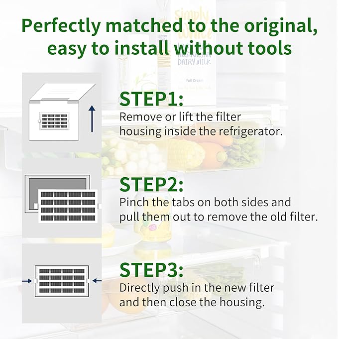 3-Pack W10311524 Refrigerator Air Filter Replacement - Compatible with Whirlpool, Kenmore Fresh Flow, Maytag, KitchenAid - Replaces AIR1, W10346771A Produce Preserver - Odor Eliminator