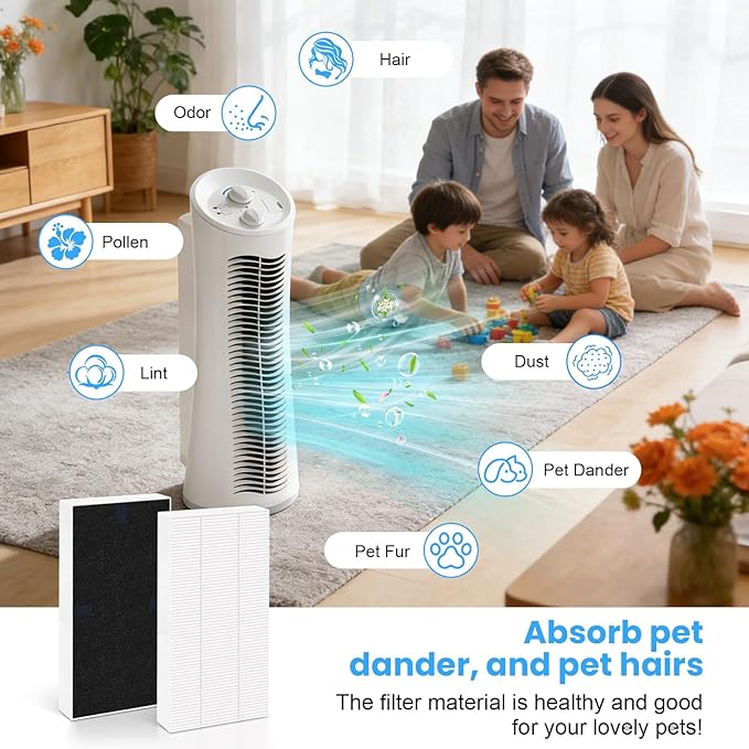4 Pack U Filter Replacement Compatible with Honeywell HRF201B, HHT270, HHT270W, HHT290 and For Febreze FRF102B, FHT190W, High-Efficiency Air Filter with Activated Carbon Filter for Dust Pet Smoke