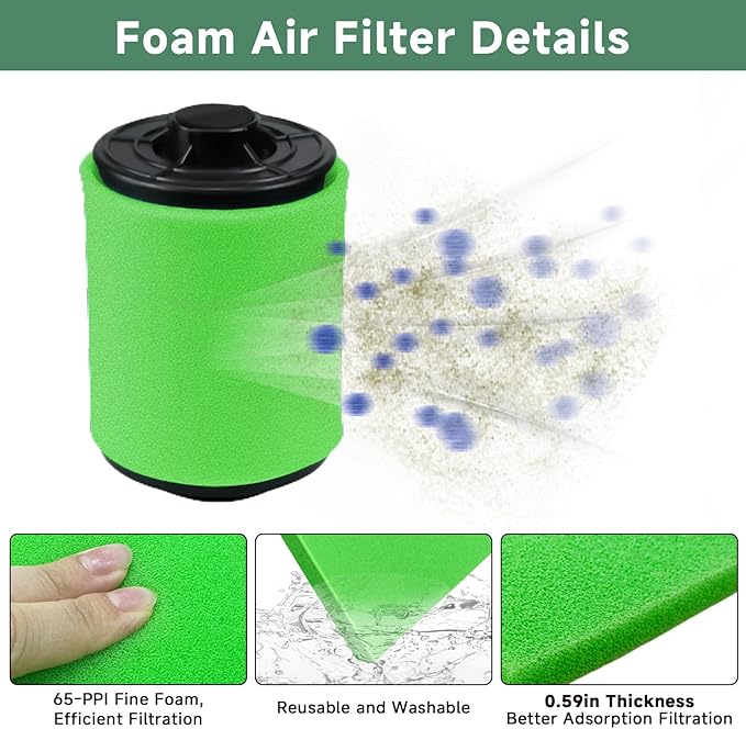 Washable Foam Air Filter Material Sheet for Uni Filter-BF-1 BF1 18" X 15" X 5/8" 65-PPI Green Fine Filter Foam Sheet Cut to Fit Air Filter Pads for Most Motorcycle ATV Scooters Dirt Bike UTV