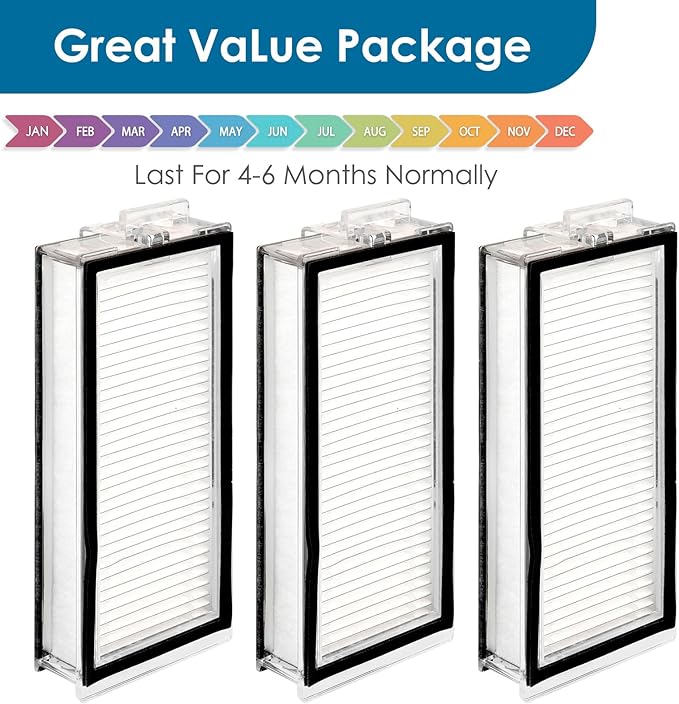 (3 Pack) Q5 Max+ Ultra Replacement HEPA Filters Compatible With Roborock Q5 Max+, Q5 Pro, Q5 Pro+, Q8 Max, Q8 Max+, Q7, Q7+, Q7 Max, Q7 Max+, Q5 Duoroller+ Robot Vacuum, Accessories Kit Filters