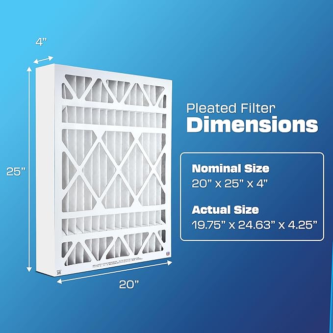 BestAir HW2025-8R AC Furnace Air Filter, 20" x 25" x 4", MERV 8, Removes Allergens & Contaminants, Fits 100%, For Honeywell Models, Pack of 3