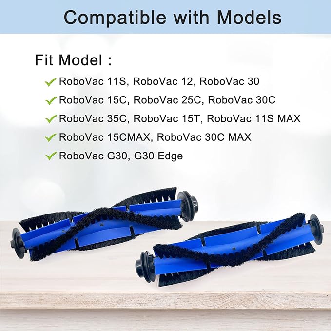 4 Pack Replacement Parts Rolling Brush Compatible with Eufy RoboVac 11S, 30C, G30, 30, 12, 15T, 15C, 35C, 15C MAX, G30 Edge Robotic Vacuums