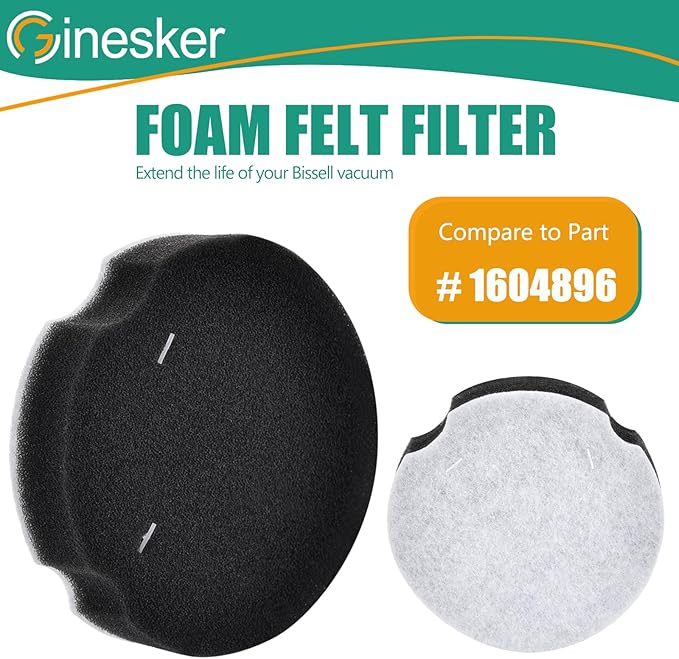 4 Pack Replacement Filters for Bissell Powerforce Compact Lightweight Upright 2112 1520 Turbo Bagless 2690 Cleanview Vacuum Cleaner, Compare to Part #1604896