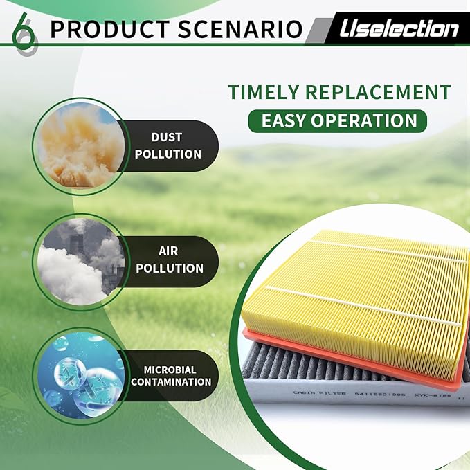 Cabin & Engine Air Filter W/Activated Carbon Set for(2012-2018) BMW 328I, 328I XDRIVE, 428I, 428I GRAN COUPE, 328D, 228I, 320I, 2.0L SERIES Select Models #13718507320 64119237555 (2.0L Engine ONLY)