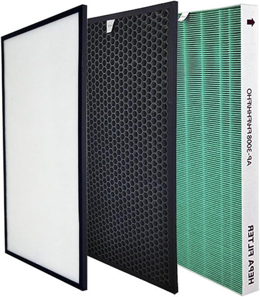 For Coway AP3008FH Air Purifier Replacement Filter Set, Green True HEPA and Active Carbon Filter Set(3Pcs)
