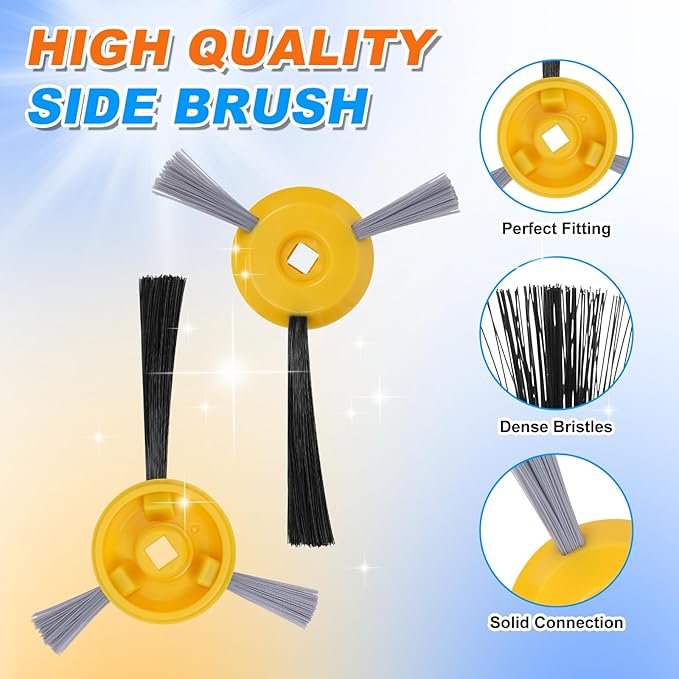 Replacement Parts Side Brushes Pre Motor Filters for Shark ION Robot RV750 RV720 RV755 750 720 Robotic Vacuum Cleaner Replacement Parts Replace RVFFK700 & RVSBK700 (2 filter + 4 brush)