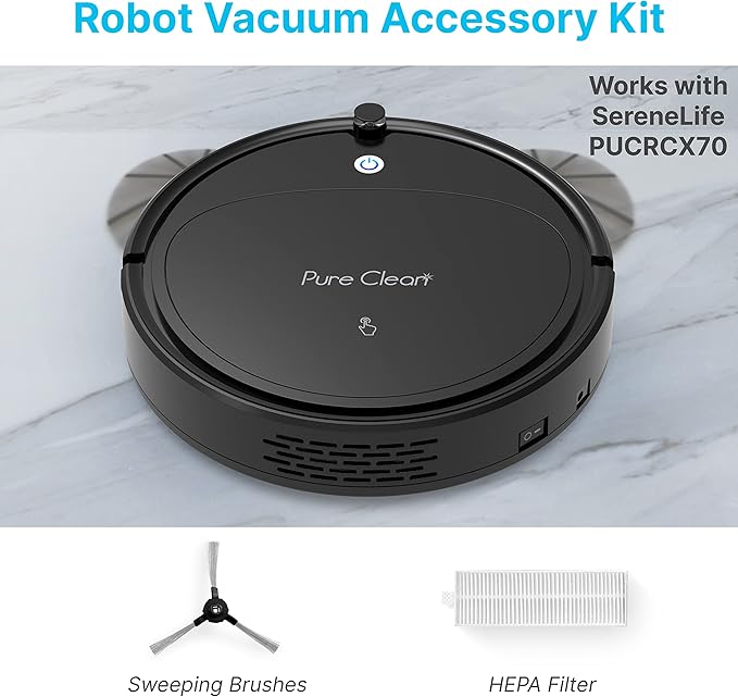 SereneLife PUCRCX70 Robot Vacuum Accessory Kit - (4) Sweeping Side Brushes, (2) Air Filter - Robot Vacuum Cleaner Replacement Parts and Accessory Kit Compatible Only with PUCRCX70 PRTPUCRCX7010