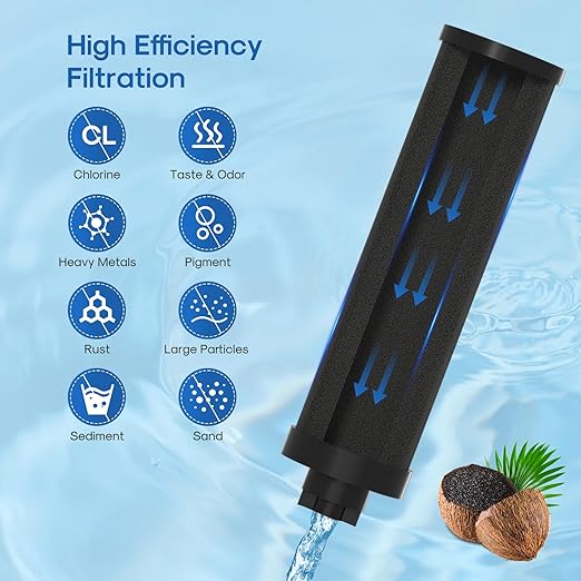 ICEPURE 2.25G Gravity-fed Water Filter System with Sight Glass Spigot, 304 Stainless Steel Countertop System, 2 Black Carbon Filters, Reduce 99% Chlorine, Lead for Home, Camping, Emergencies