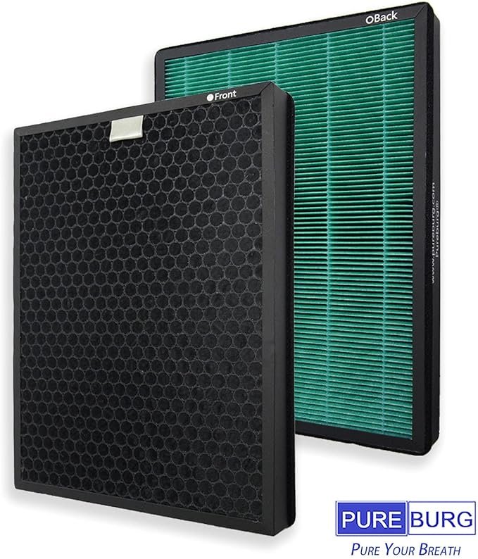 PUREBURG Replacement Filter Set Compatible with Coway Airmega 400 400S Air Purifier,1-Pack (2 Filters) H13 HEPA Activated Carbon MAX2 3-Stage Filtration