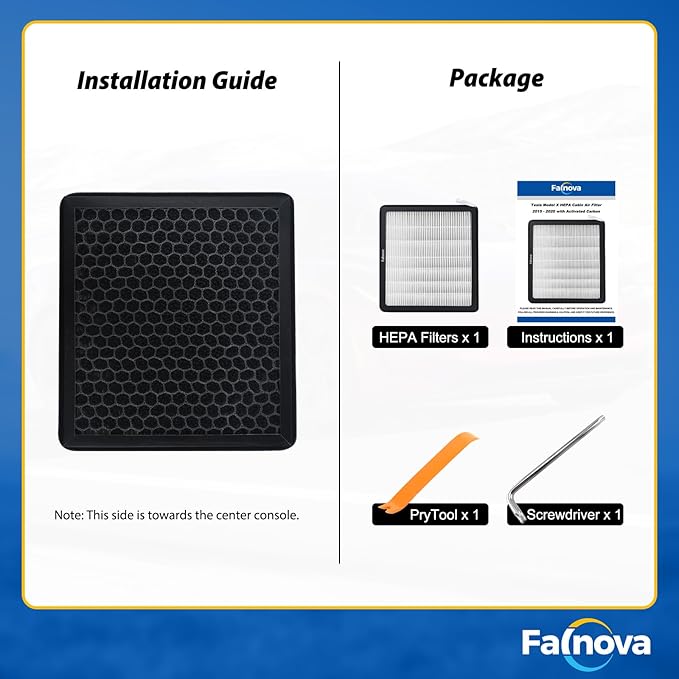(Upgrade) Compatible with Tesla Model X Model S HEPA Cabin Air Filter 2022 2023 2024 2025 2026 with Activated Carbon, Cabin Air Filter Replacement Accessory - Includes Tools & Installation Guide