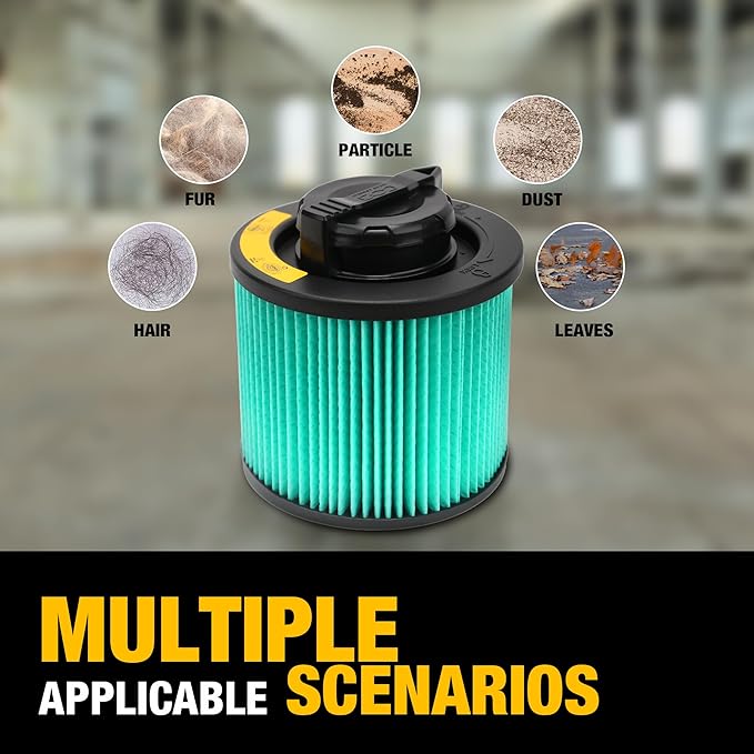 DEWALT HEPA Vacuum Filter Replacement DXVC4003, Fit for Most 4-5 Gallon Wet Dry Vacuum Cleaner, Cartridge Filter Compatible with DXV04T, DXV05P, DXV05S, DXV08S, DXV06G,DW4GAL,DXV15T