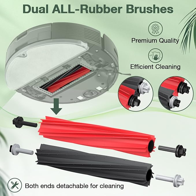 Q5 Max+ Accessories for Roborock Q5 Max+, Q5 DuoRoller+, Q5 Pro+, Q8 Max+ Robot Vacuum Cleaners, Replacement Parts Include 2 Roller Brush, 4 Side Brushes, 4 Filter, 4 Dust Bag, NOT For Q5 Model
