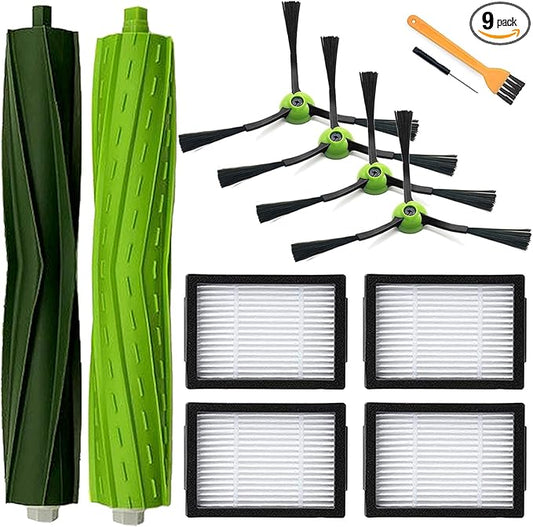 Replacement Parts for iRobot Roomba E5 E6 E7 i2 i3 i3+i4 i4+ i5 i5+ i6 i6+ i7 i7+ i8 i8+/Plus i1 E i j Series Robot Vacuum,1 sets of multi-surface roller brushes 4 filters 4 side brushes