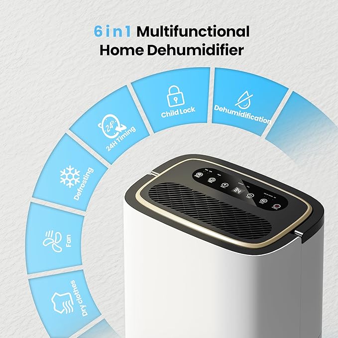 3000 Sq.Ft Dehumidifier, 30PT/24H Dehumidifiers with Drain Hose for Home, Large Compressor Dehumidifier for Basement/Laundry/Bedroom/Office, Dehu/Dry/Air Mode, Humidity Display/Timer/Child Lock