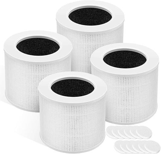 4 Pack Core Mini HEPA Filters for LEVOIT Core Mini Core Mini-P Air Purifier Replacement Filter 3-in-1 HEPA, High-Efficiency Activated Carbon, Replace Part Core Mini-RF